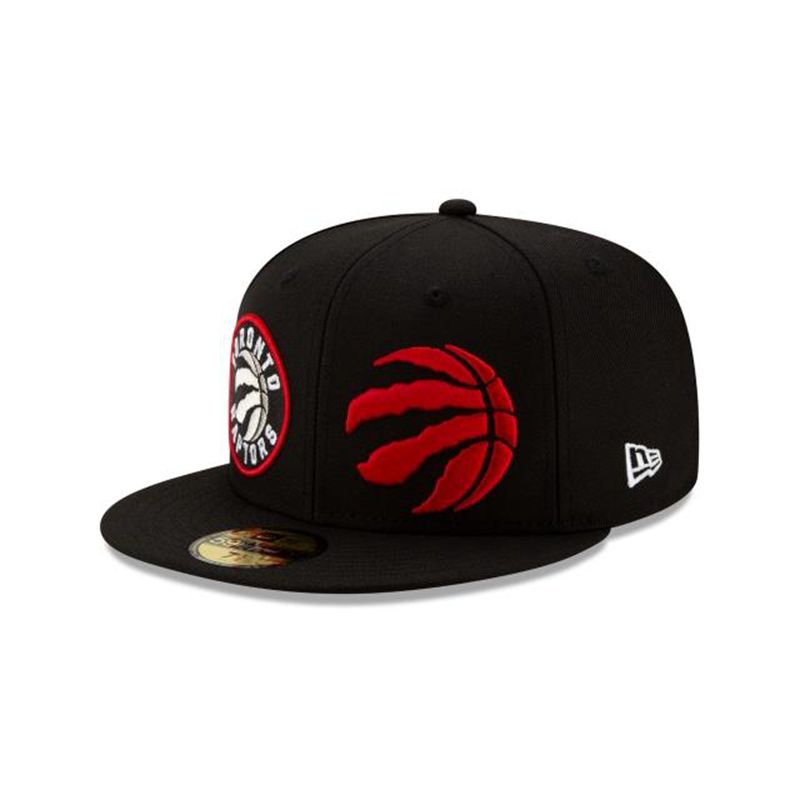 NBA Toronto Raptors Double Hit 59Fifty Fitted (DBR9357) - Black New Era Caps